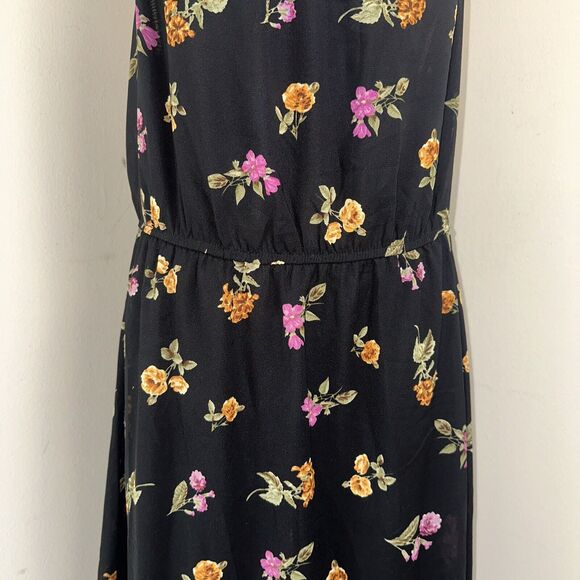 Speed Control Midi Dress Black Floral Print Loose Fit Spaghetti Straps Sz XL EUC - Picture 3 of 11